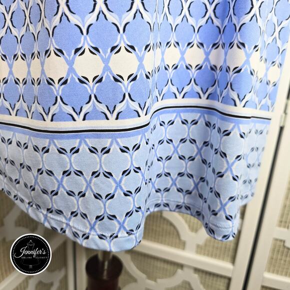 Croft & Barrow Light Blue & White Ruffle Neckline Sleeveless Tunic Top Size XL - Picture 6 of 10